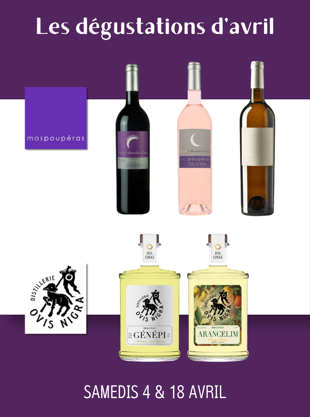 Le programme des dégustations d'avril à la MVF