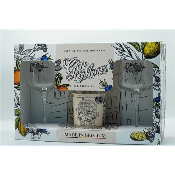 Coffret Gin de mons + 2 verres Coffret Gin de mons + 2 verres